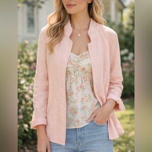 Ellen Tracy Pink Linen Open Blazer Size 12